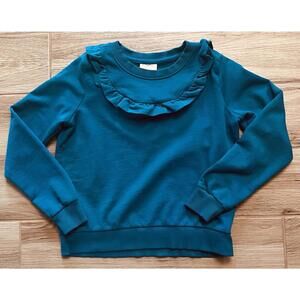 Hanna Andersson Teal Blue Ruffle Sweatshirt 150 / 12
